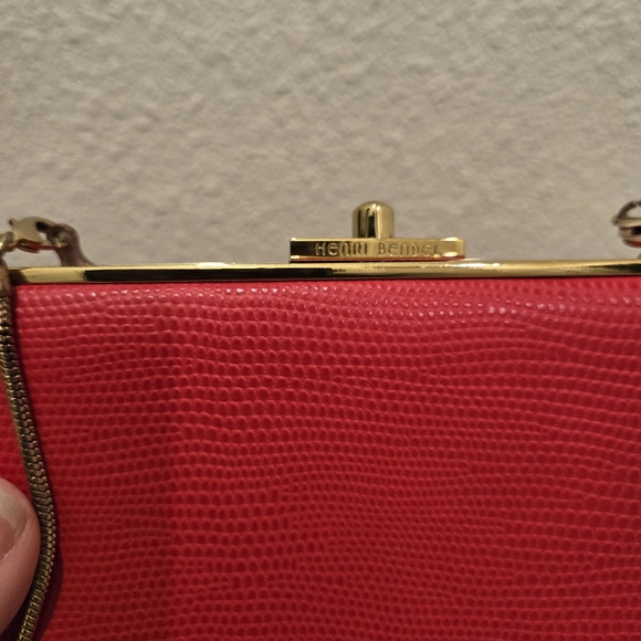 Henri Bendel Red Party Starter Box Clutch With Gold Chain